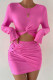 Rosy Tie Knot Top and Skirt 2PCS Set
