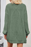 Plain Cable Knit Open Pockets Sweater Cardigan