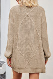 Plain Cable Knit Open Pockets Sweater Cardigan
