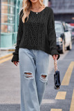 Plain Cable Knit Slope Shoulder Oversize Sweater