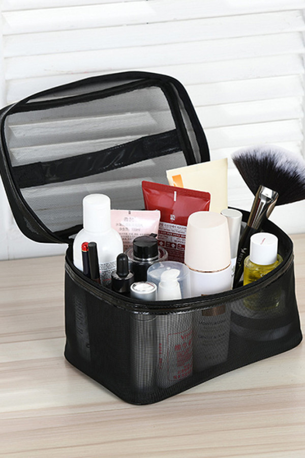 Black Mesh See Thru Cosmetic Bag MOQ 3pcs