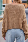Plain Cable Knit Slope Shoulder Oversize Sweater