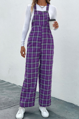 Purple Plaid Jumpsuit Overall