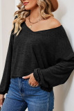 V Neck Long Sleeves Plain Top