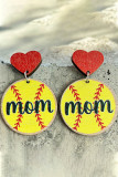 Baseball Mom Heart Wooden Earrings