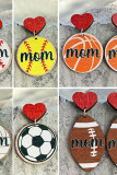 Baseball Mom Heart Wooden Earrings