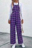 Purple Plaid Jumpsuit Overall