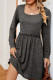 Square Neck Long Sleeves Splicing Dress