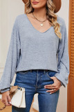 V Neck Long Sleeves Plain Top