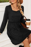 Square Neck Long Sleeves Splicing Dress