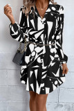 Geometric Print Button Up Shirt Dress