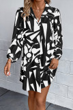 Geometric Print Button Up Shirt Dress