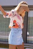 Multicolor Abstract Print Long Sleeve Button-Down Shirt