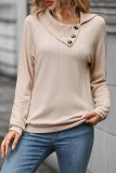 Button Irregular Collar Texture Top