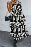 One Shoulder Printed Maxi Dress With Sash