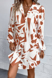 Geometric Print Button Up Shirt Dress