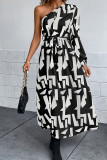 One Shoulder Printed Maxi Dress With Sash