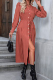 Orange Button Up Shirt Dress
