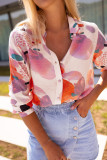 Multicolor Abstract Print Long Sleeve Button-Down Shirt