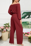 Off Shoulder Plain One Piece Jumpsuit