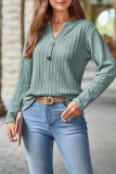 V Neck Button Cable Knit Top