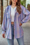 Plaid Hooded Button Up Shirt
