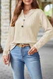 V Neck Button Cable Knit Top