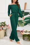 Off Shoulder Plain One Piece Jumpsuit