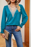 V Neck Long Sleeves Plain Top