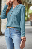 V Neck Button Cable Knit Top