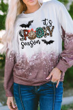 Casual SPOOKY Monogram Graphic Bleached Tie Dye Sweatshirt