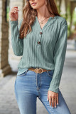 V Neck Button Cable Knit Top