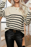 Texture Stripe Knit Pullover Sweater