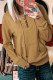 Khaki Drawstring Kangaroo Pocket Henley Hoodie