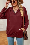 Button Hooded Kangragoo Pockets Sweatshirt