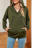 Button Hooded Kangragoo Pockets Sweatshirt