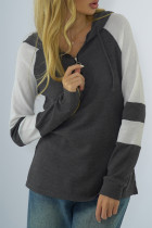 Zipper Down Reglan Sleeves Hoodies