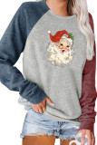 Vintage Santa Print Plus Size Top