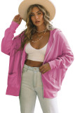 Rose Thermal Waffle Knit Full Zipper Hooded Jacket