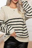 Texture Stripe Knit Pullover Sweater