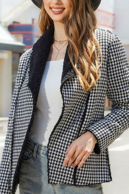 Houndstooh FLeece Inside Front Open Coat