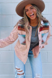 Apricot Western Aztec Patchwork Button-up Shirt Jacket