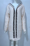 Plain Open Chain Knit Hooded Sweater Cardigan