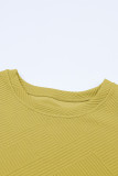 Beige Textured Loose Fit T Shirt and Drawstring Pants Set