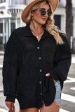 Black Plus Size Chest Pocket Waffle Knit Sweater