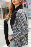 Houndstooh FLeece Inside Front Open Coat