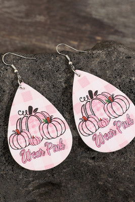 Pink Plaid Pumpkin PU Earrings