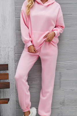 Kangaroo Pocket Hooded Sweatshirt and Jogger Pants Set