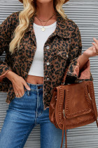 Leopard Short Denim Jacket