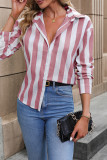 Boutique Wholesale Women Stripe Button Up Long Sleeves Blouse